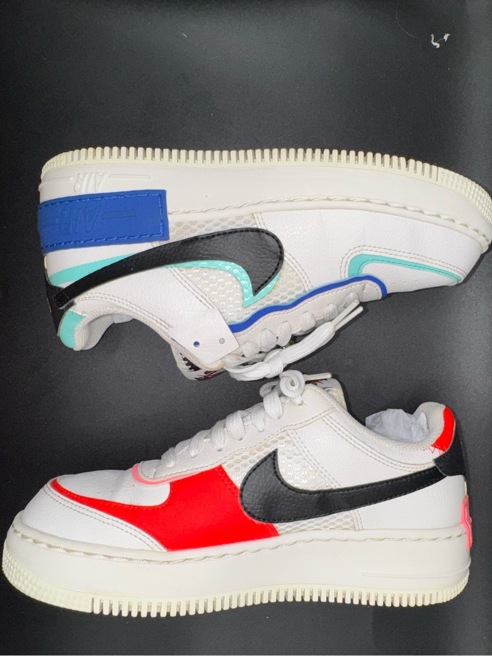 Nike Air Force 1 Shadow White Multi-Color Leather Sneakers Women’s 7 - Picture 5 of 17